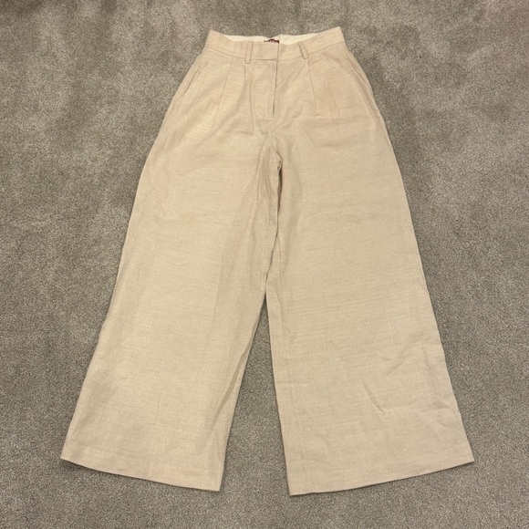 Staud Luisa Linen Wide-Leg Trousers in Natural Neutral Beige Size 4 NWOT - Picture 6 of 16